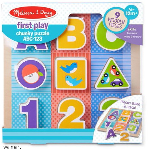 Melissa & doug first play wooden abc-123 chunky puzzle