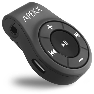 APEKX Clip Bluetooth Audio Adapter for Wireless Headphone