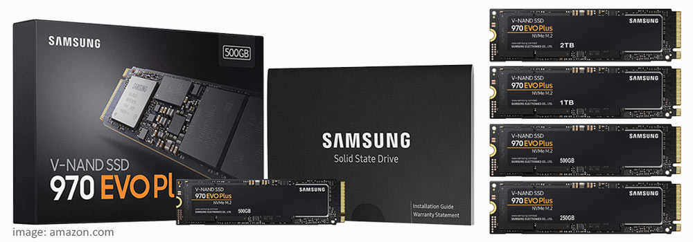 Samsung 970 EVO Plus is available with 250GB, 500GB, 1TB, and 2TB storage